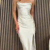 PARIS FASHION SHOPS Going Out Dresses | Occasion Dresses^Paris Beige Satin Slip Midi Dress