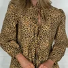 PARIS FASHION SHOPS Tops^Penny Beige & Black Leopard Printed Tie Detail Top