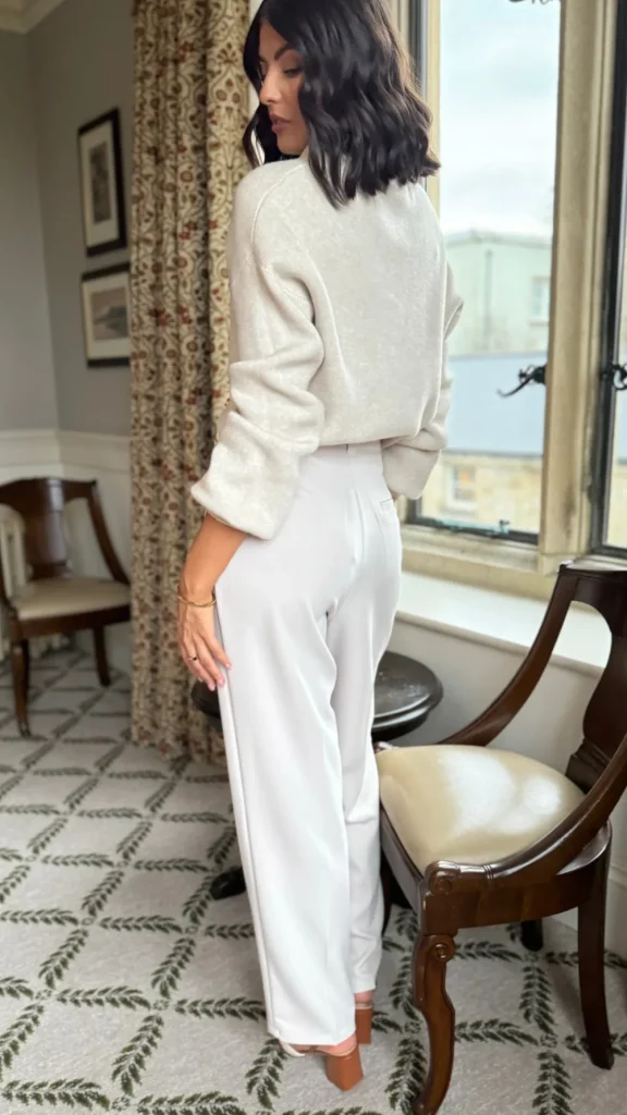 FEELKOO Trousers^Petra Beige Straight Leg Trousers
