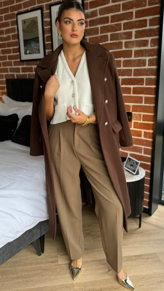 FEELKOO Trousers^Petra Taupe Straight Leg Trousers