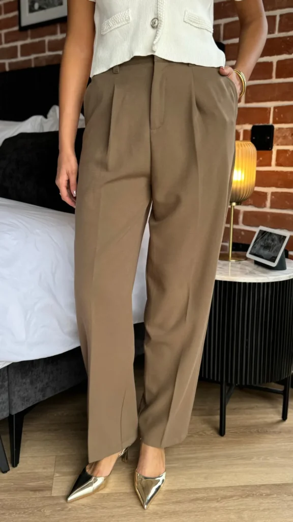 FEELKOO Trousers^Petra Taupe Straight Leg Trousers