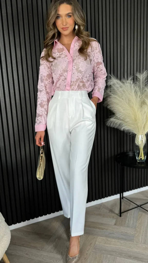 FEELKOO Trousers^Petra White Straight Leg Trousers