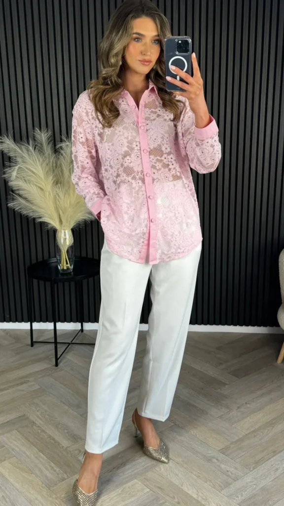 FEELKOO Trousers^Petra White Straight Leg Trousers