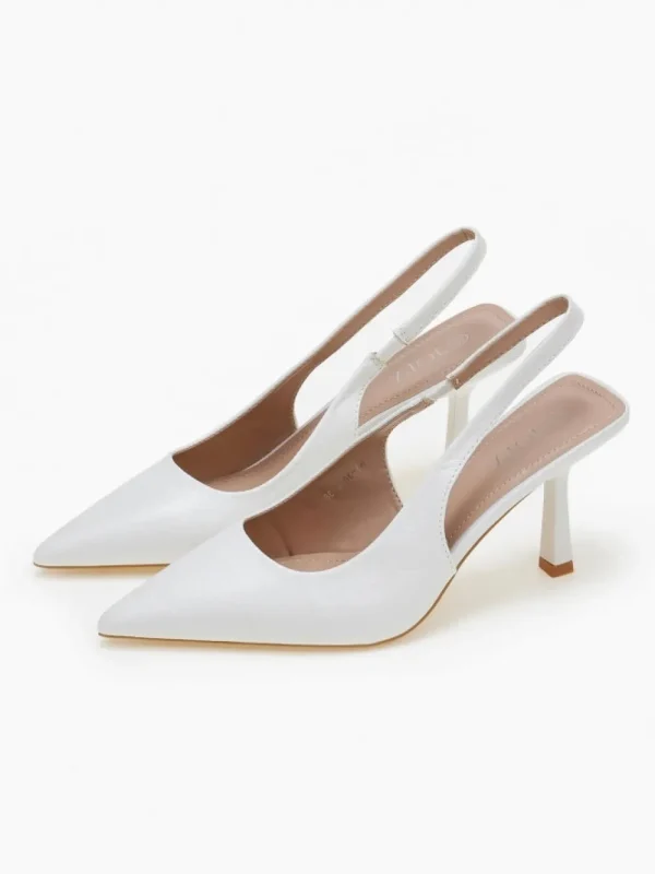 PARIS FASHION SHOPS Heels^Phillipa White Slingback Stiletto Heeled Shoes