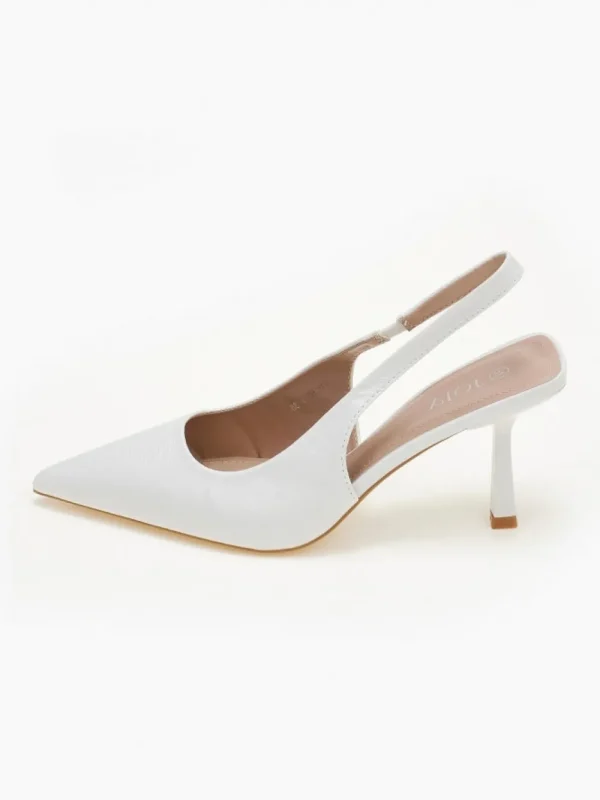 PARIS FASHION SHOPS Heels^Phillipa White Slingback Stiletto Heeled Shoes