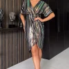 GIRL IN MIND Going Out Dresses | Occasion Dresses^Poe Multi Stripe Sequin Wrap Midi Dress