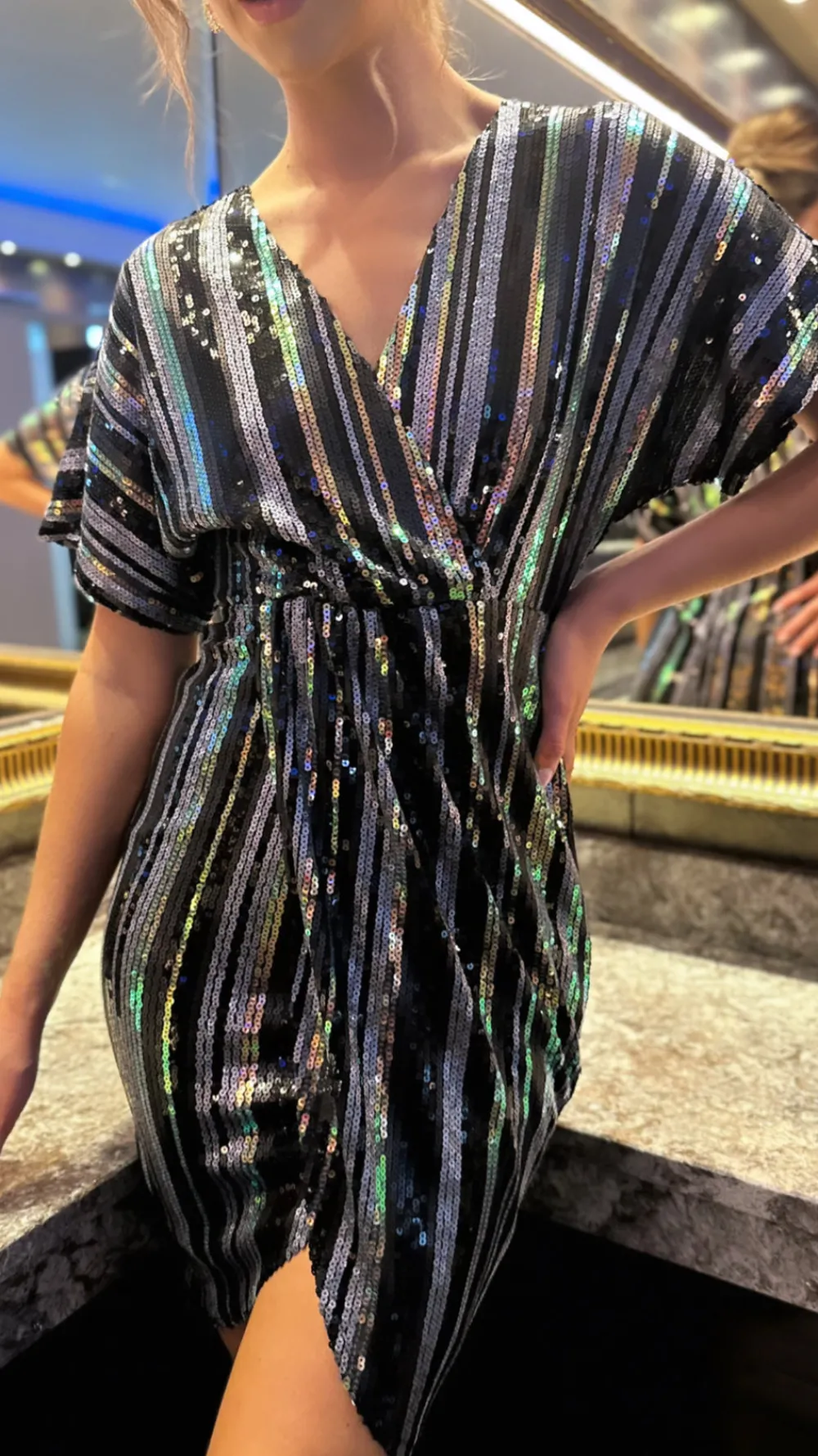 poe_multi_stripe_sequin_w_4.webp GIRL IN MIND Going Out Dresses | Occasion Dresses^Poe Multi Stripe Sequin Wrap Midi Dress