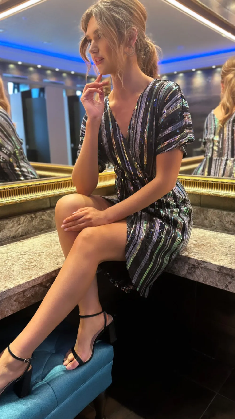 poe_multi_stripe_sequin_w_5.webp GIRL IN MIND Going Out Dresses | Occasion Dresses^Poe Multi Stripe Sequin Wrap Midi Dress