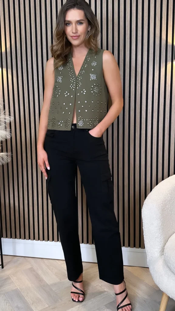 PARIS FASHION SHOPS Jeans^Portia Black Cargo Jeans