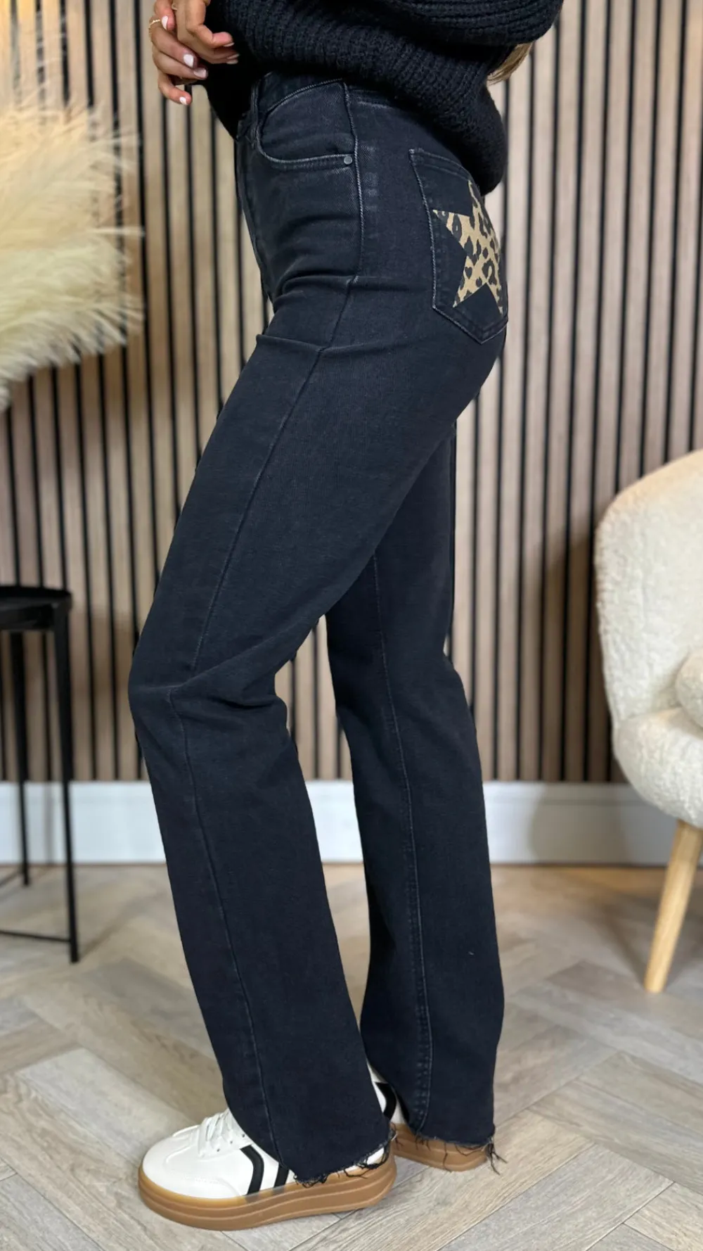 quest_black_straight_leg__0.webp REDIAL Jeans^Quest Black Straight Leg Frayed Hem Pocket Detail Jeans