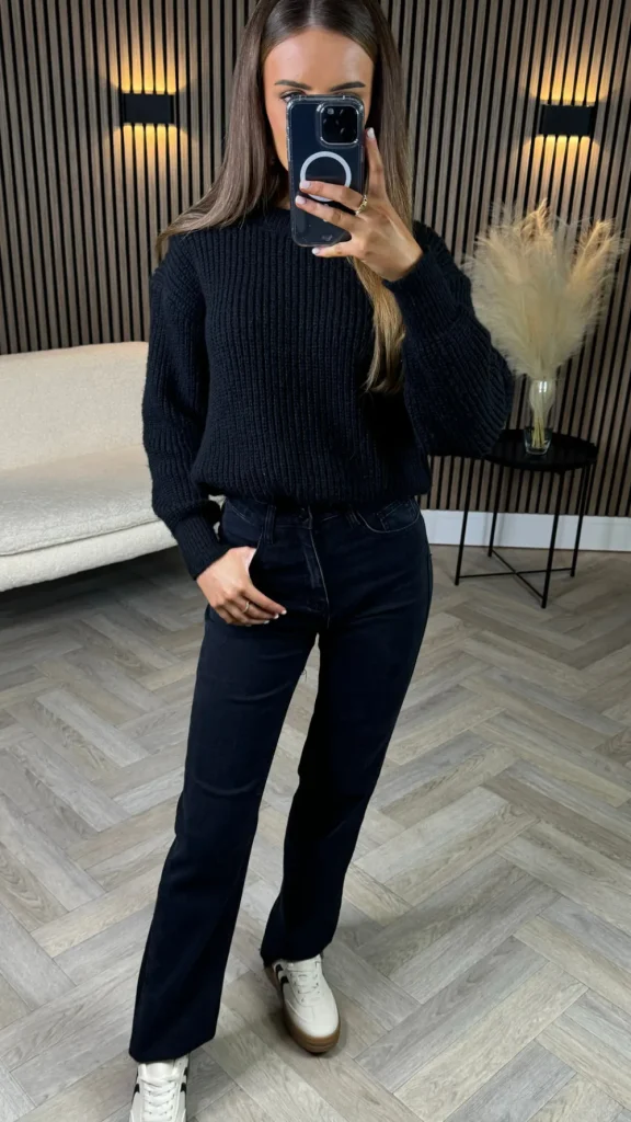 REDIAL Jeans^Quest Black Straight Leg Frayed Hem Pocket Detail Jeans