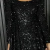 ALLYSON Going Out Dresses | Occasion Dresses^Rachel Black Sequin Square Neck Skater Style Mini Dress