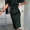 VERA LUCY Fitted Dresses | Going Out Dresses^Rachelle Green Sequin Bow Back Detail Midi Dress
