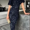 VERA LUCY Fitted Dresses | Going Out Dresses^Rachelle Navy Sequin Bow Back Detail Midi Dress