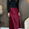 LORAINE Skirts & Shorts^Raquel Burgundy Satin Slip Skirt