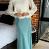 LORAINE Skirts & Shorts^Raquel Duck-Egg Satin Slip Skirt