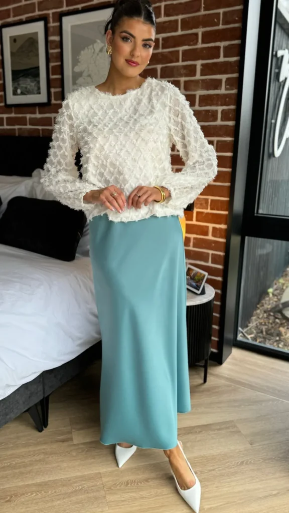 LORAINE Skirts & Shorts^Raquel Duck-Egg Satin Slip Skirt