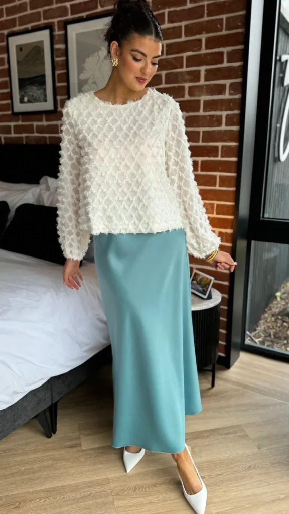 LORAINE Skirts & Shorts^Raquel Duck-Egg Satin Slip Skirt