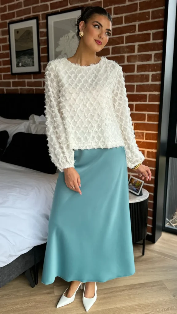 LORAINE Skirts & Shorts^Raquel Duck-Egg Satin Slip Skirt