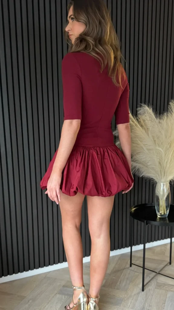TIMELY Fitted Dresses | Going Out Dresses^Rebecca Burgundy High Neck Mini Dress