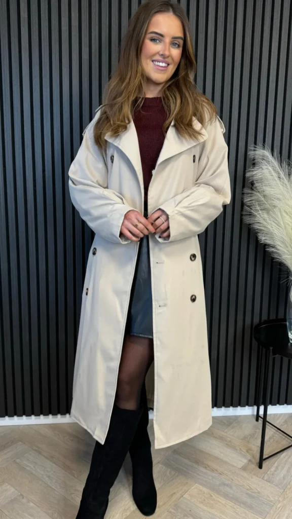 BABEZ LONDON Coats & Jackets^Regina Beige Midi Trench Coat With Belt