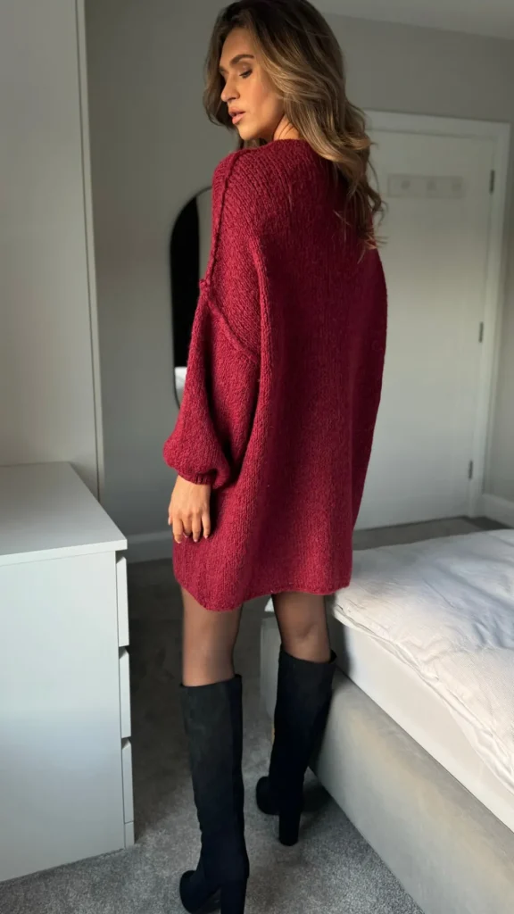 LOVIKA Knitwear | Day Dresses^Renae Burgundy Chunky Knit Jumper Dress
