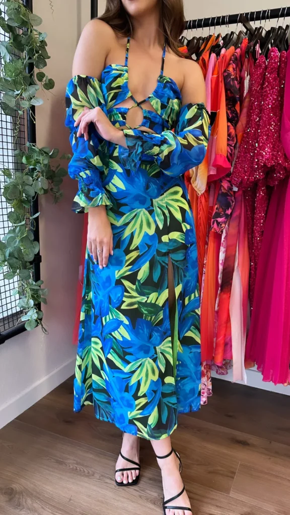 cc Occasion Dresses | Maxi Dresses^Renata Floral Criss-Cross Detail Maxi Dress in Blue