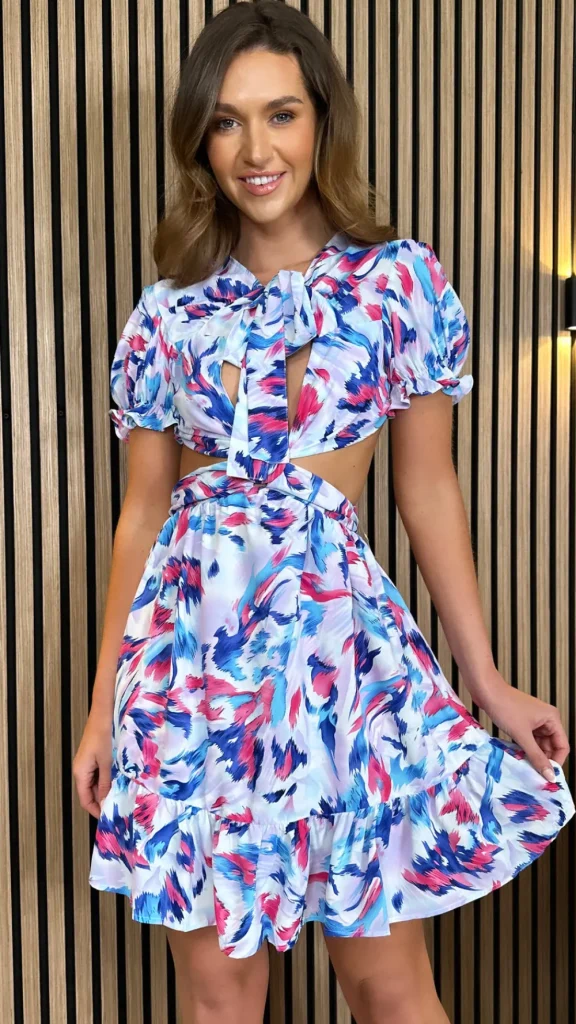 COPPEROSE Going Out Dresses | Occasion Dresses^Rhoda Blue Printed Cut Out Mini Dress