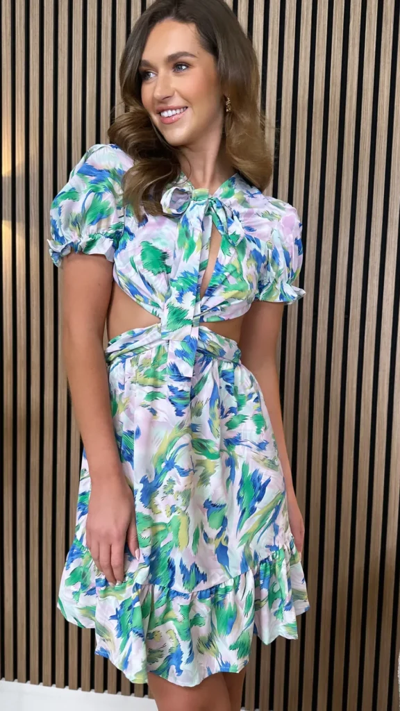 COPPEROSE Going Out Dresses | Occasion Dresses^Rhoda Green Printed Cut Out Mini Dress