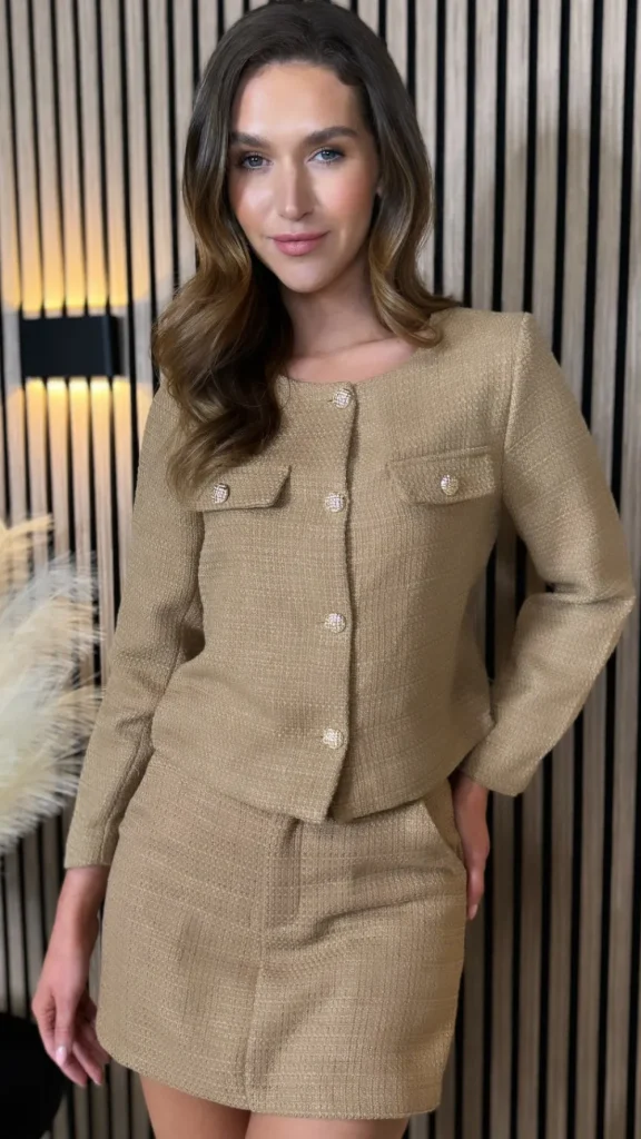 UNIKA Co-ords^Rhona Camel Jacket & Skort Co Ord