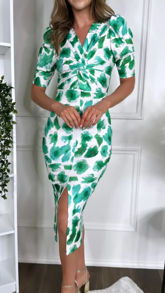 COPPEROSE Fitted Dresses | Going Out Dresses^Robyn Green Printed Knot Detail Midi Dress