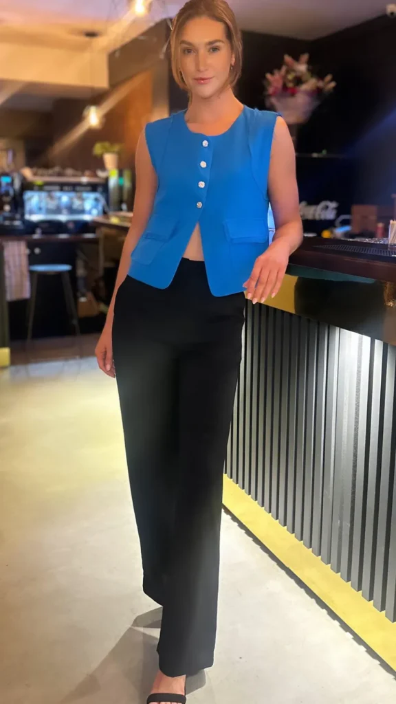 UNIKA Tops^Rosabel Royal Blue Button Down Waistcoat