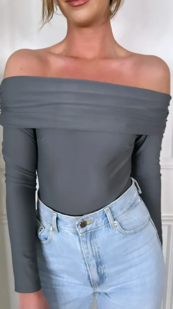 COPPEROSE Tops^Rosalee Grey Strapless Bodysuit