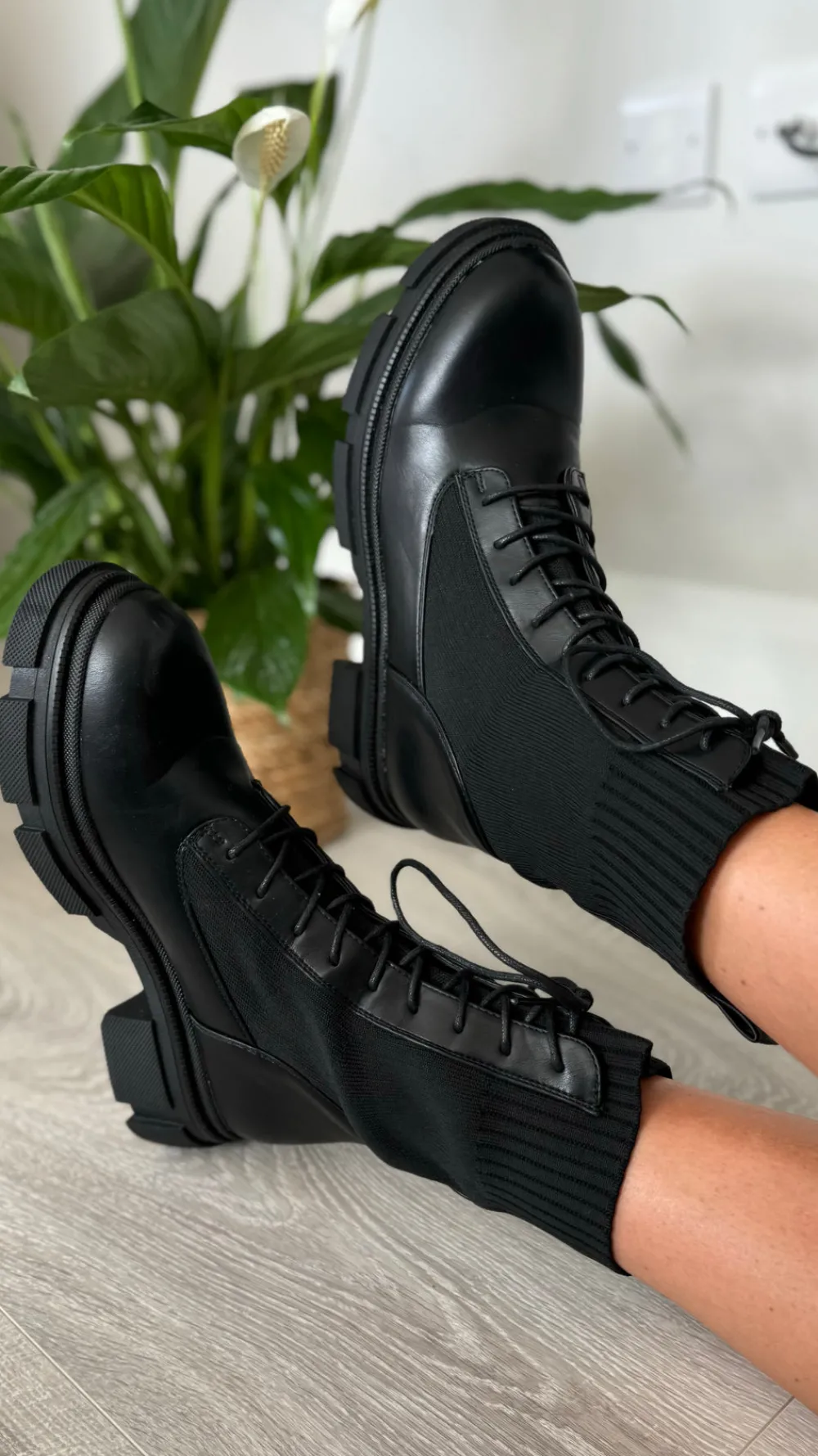 roxanne_black_wedge_lace__0.webp EWANY Flats | Boots^Roxanne Black Wedge Lace Up Ankle Boots