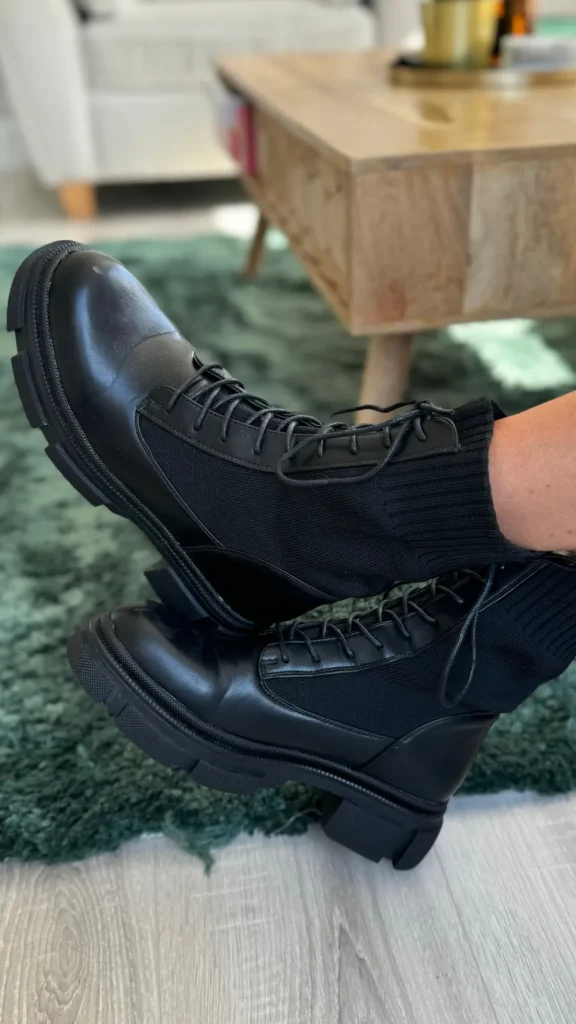 EWANY Flats | Boots^Roxanne Black Wedge Lace Up Ankle Boots