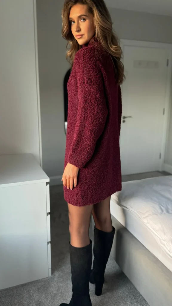 SEVEN SEPT Knitwear | Day Dresses^Sadie Burgundy Chunky Knit Jumper Dress