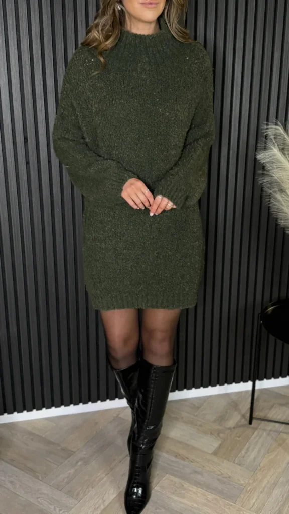 SEVEN SEPT Knitwear | Day Dresses^Sadie Khaki Chunky Knit Jumper Dress