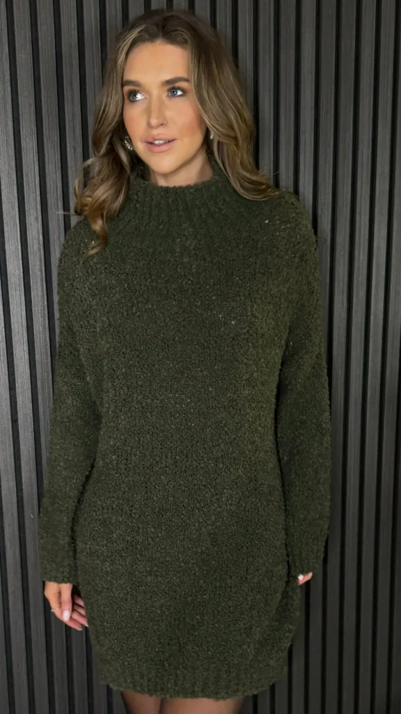 SEVEN SEPT Knitwear | Day Dresses^Sadie Khaki Chunky Knit Jumper Dress