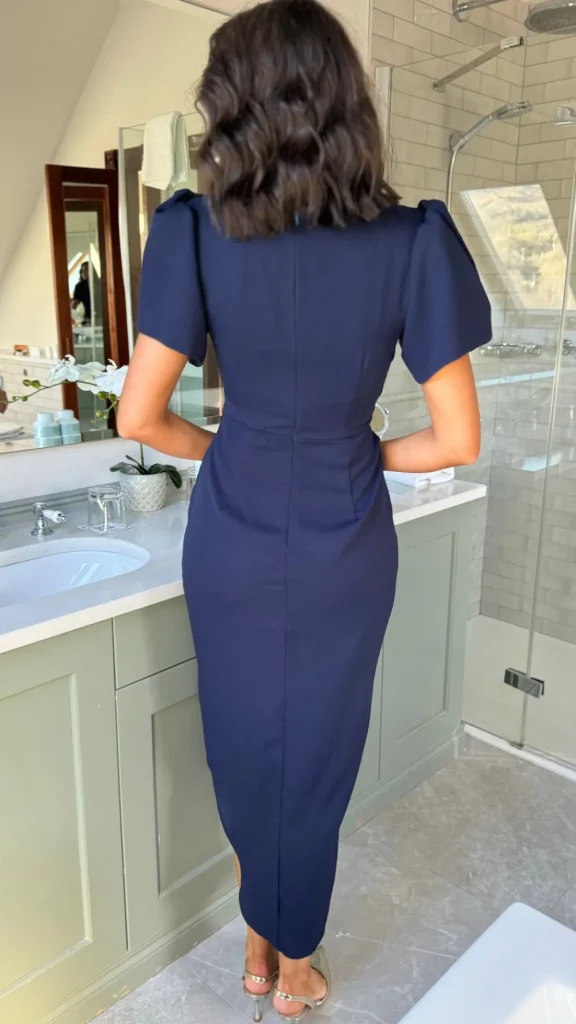 GIRL IN MIND Going Out Dresses | Occasion Dresses^Saoirse Navy Puff Sleeve Wrap Front Midi Dress