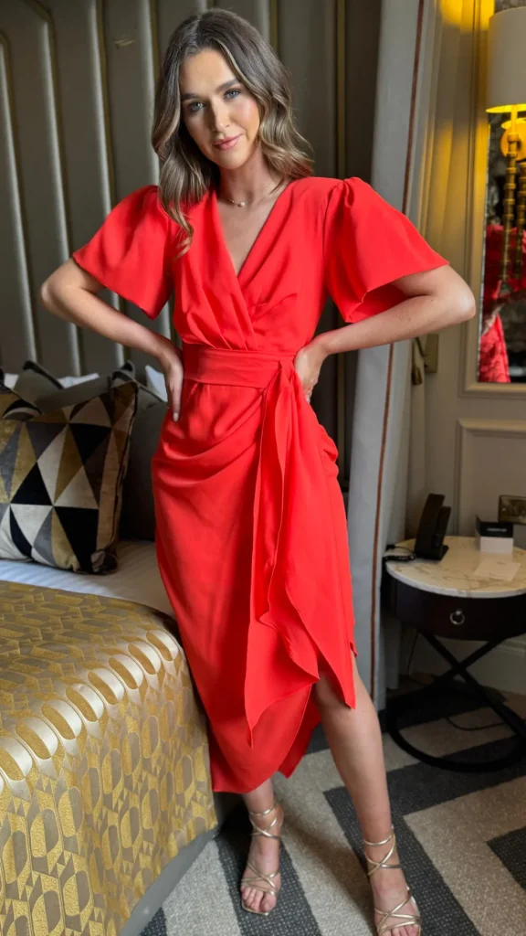 GIRL IN MIND Going Out Dresses | Occasion Dresses^Saoirse Orange Puff Sleeve Wrap Front Midi Dress