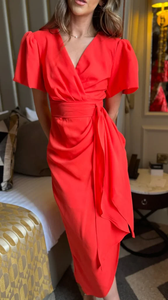 GIRL IN MIND Going Out Dresses | Occasion Dresses^Saoirse Orange Puff Sleeve Wrap Front Midi Dress