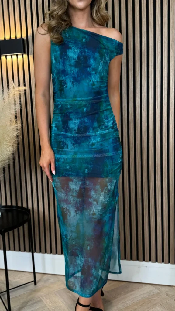 AX PARIS Going Out Dresses | Occasion Dresses^Sariah Green and Blue Printed Mesh Bodycon Midi Dress