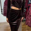 COPPEROSE Going Out Dresses | Occasion Dresses^Saskia Chocolate Brown Cut Out Detail Midi Dress