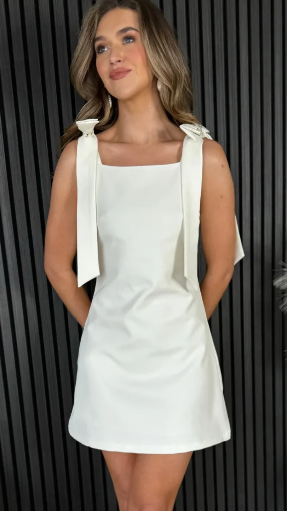 TIMELY Going Out Dresses | Occasion Dresses^Savannah Beige Bow Shoulder Detail Skater Mini Dress