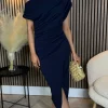 GIRL IN MIND Fitted Dresses | Going Out Dresses^Scarlett Navy Asymmetric Midi Dress
