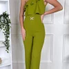 KICHIC Jumpsuits + Playsuits^Sephora Green One Shoulder Ruffle Detail Jumpsuit