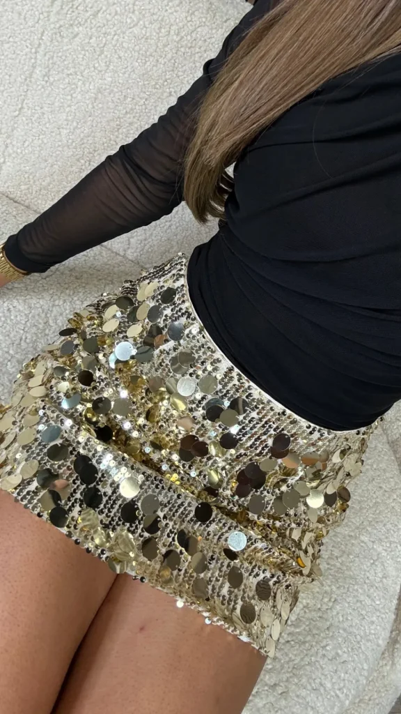 BABEZ LONDON Skirts & Shorts^Shaina Gold Sequin Disc Mini Skirt