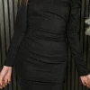BABEZ LONDON Going Out Dresses | Mini Dresses^Shannon Black Sparkle Lurex Oblique Neck Mini Dress