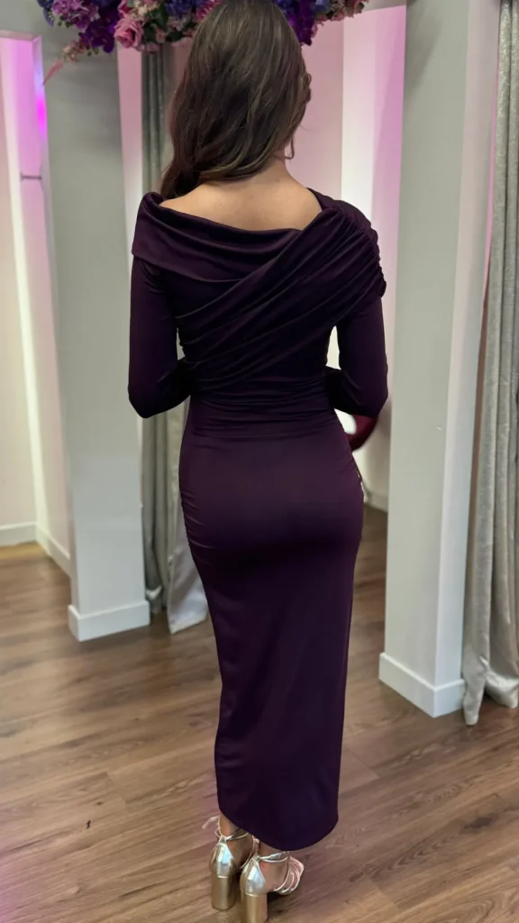 COPPEROSE Going Out Dresses | Occasion Dresses^Sheridan Purple Off Shoulder Wrap Effect Midi Dress