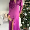 COPPEROSE Fitted Dresses | Going Out Dresses^Sienna Purple V Neck Midi Dress
